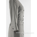 Ladies long grey stripe dust coat